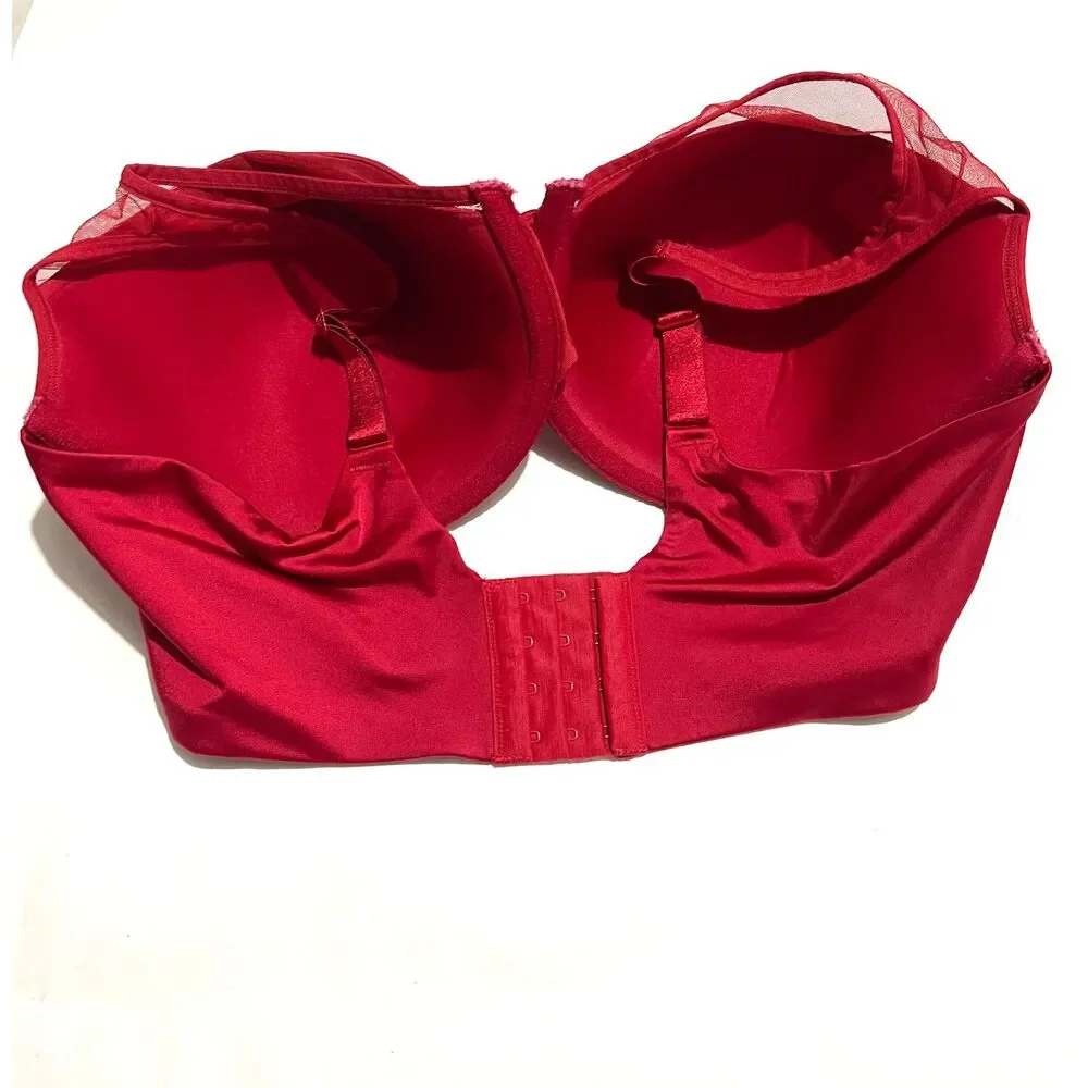 Cacique bra red romantic Coquette valentines women's 40DDD